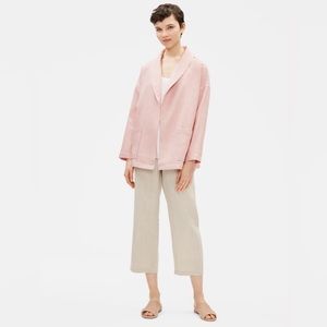 Eileen Fisher Organic Linen Shawl Collar Open Jacket Pink Size M Oversized Fit